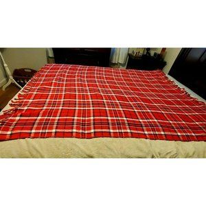 Faribo Fluff Loomed Wool Blanket Throw Stadium 52x64 USA Made Red Blue